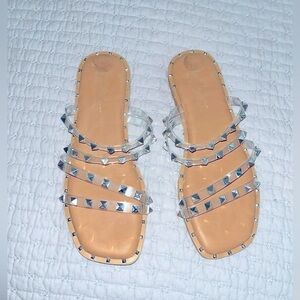 Nicole Miller Clear Studded Flats EUC